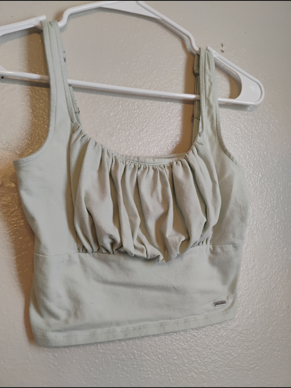 Hollister Must-Have Ruched Crop Top Womens S Mint Green Y2K Tank Cami